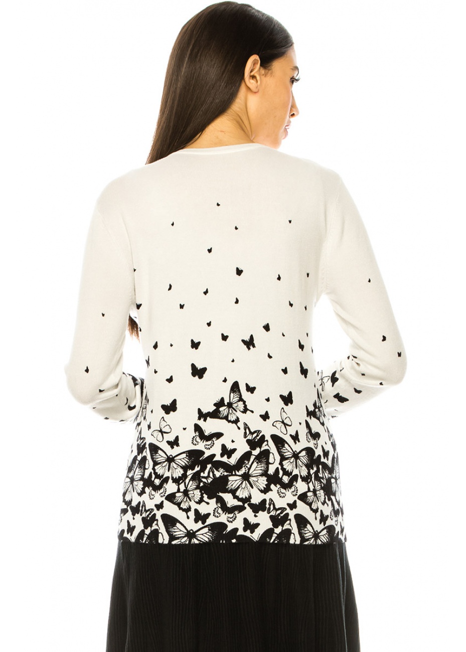 White sweater with online butterfly